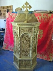Book Stand Made In Montenegro- Woodcarving Courses London