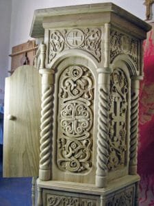 Book Stand Made In Montenegro- Woodcarving Courses London