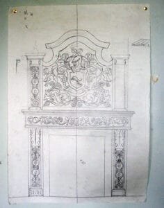 Fireplace Mahogany Wood, Sketch